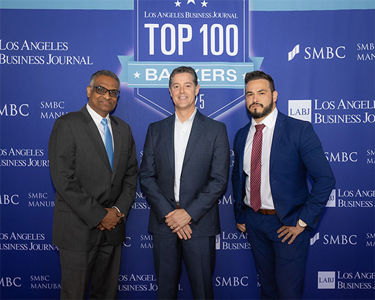 portrait of Daniel Rogerson, MD, Co-Head of Commercial Finance; Subbu Viswanathan, MD, Head of Franchise Finance; and Bryan Flores, Director, Specialty Deposits